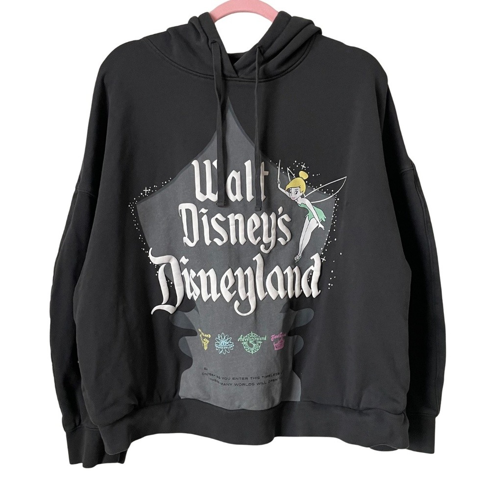 Disney 100 Disneyland Tinker Bell Puff Print Hoodie Charcoal‎ Gray XL